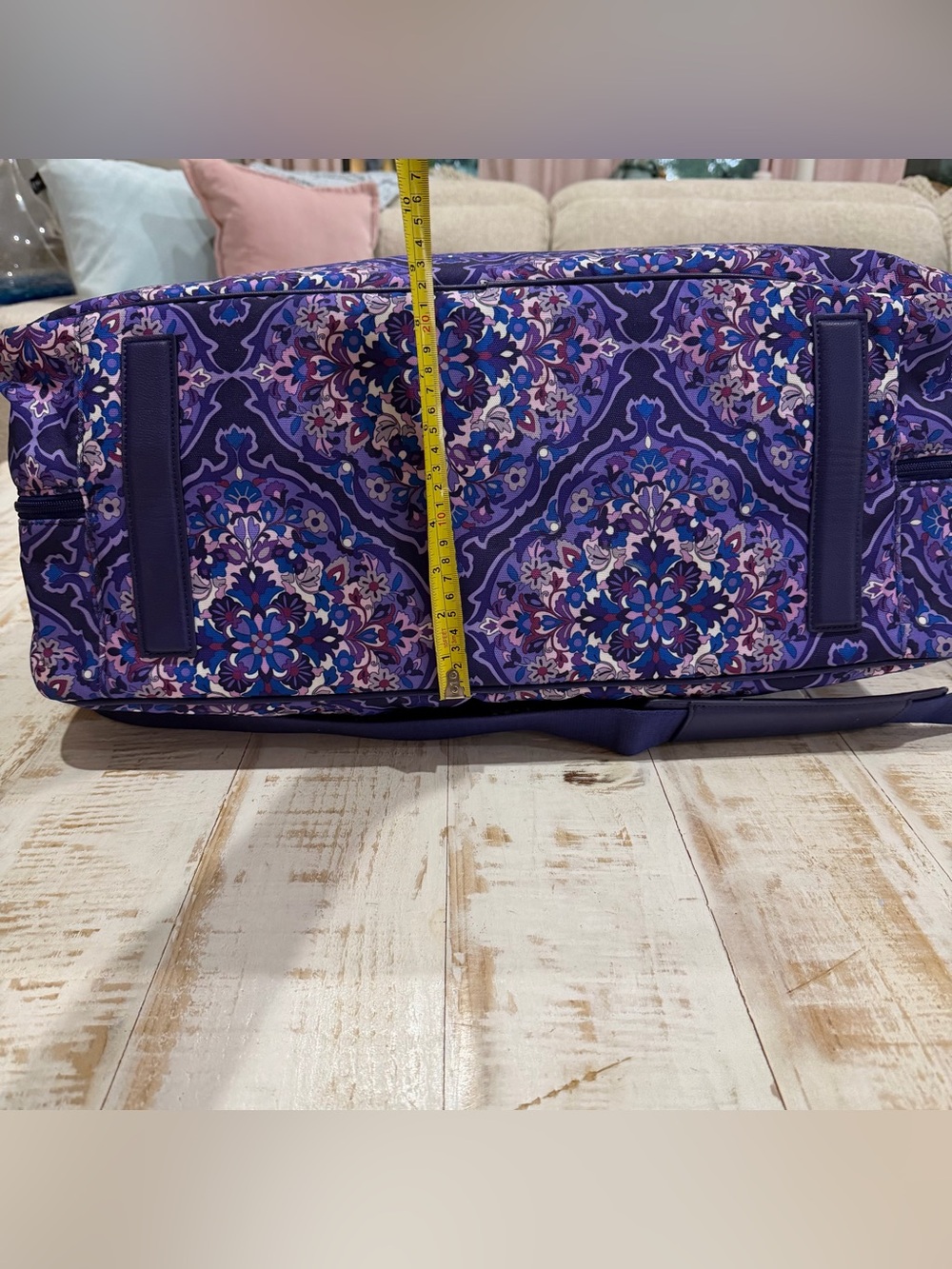 Vera Bradley Iconic Lay Flat Weekender Purple Medallion Travel Duffel Carry On - Picture 5 of 11